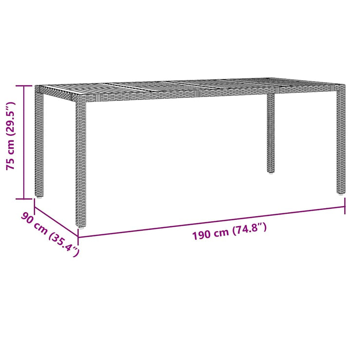 Have Spisebordssæt 7 pcs Sort 190 x 90 x 75 cm polyrattan