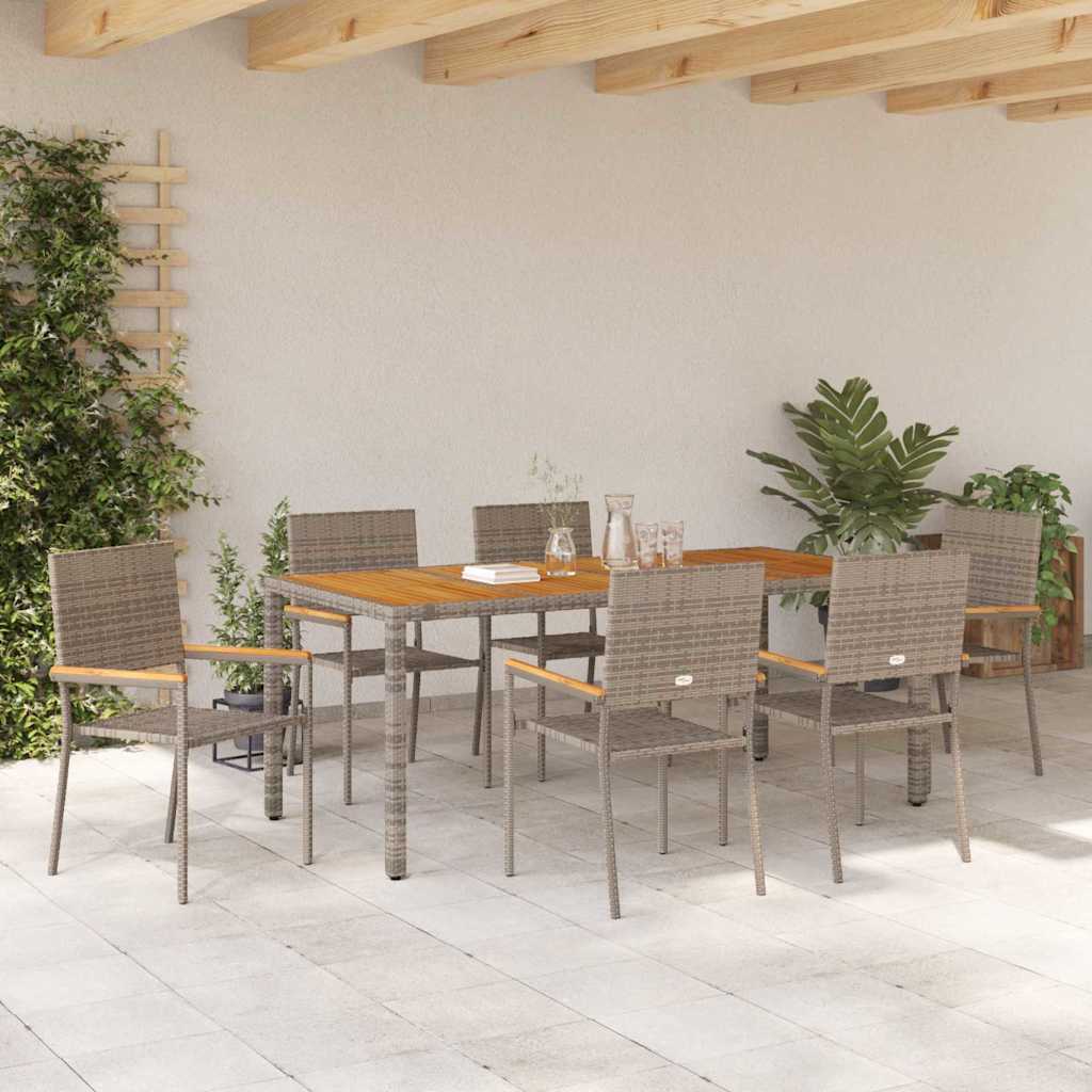 Have Spisebordssæt 7 pcs Grå 190 x 90 x 75 cm polyrattan