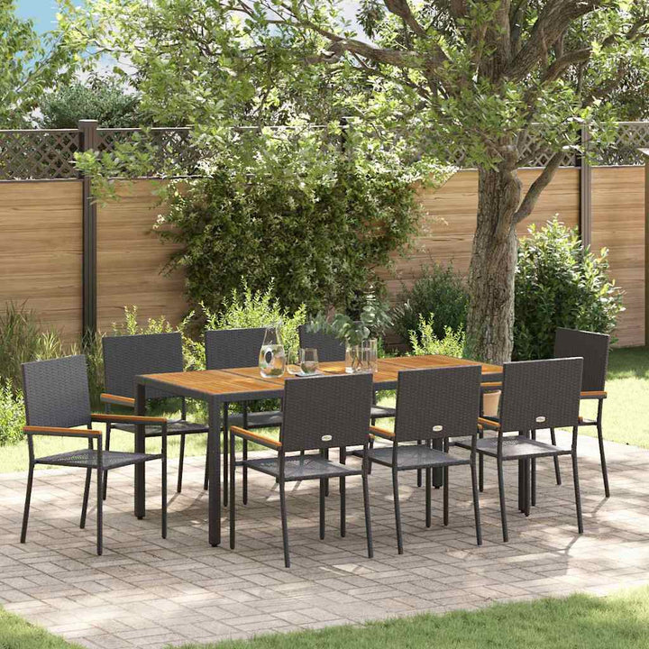Have Spisebordssæt 9 pcs Sort og Brunt 190 x 90 x 75 cm