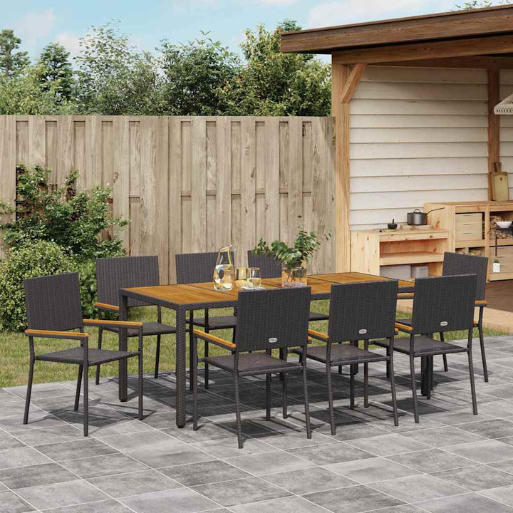 Have Spisebordssæt 9 pcs Sort og Brunt 190 x 90 x 75 cm