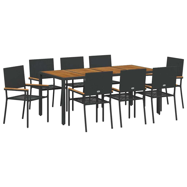 Have Spisebordssæt 9 pcs Sort og Brunt 190 x 90 x 75 cm