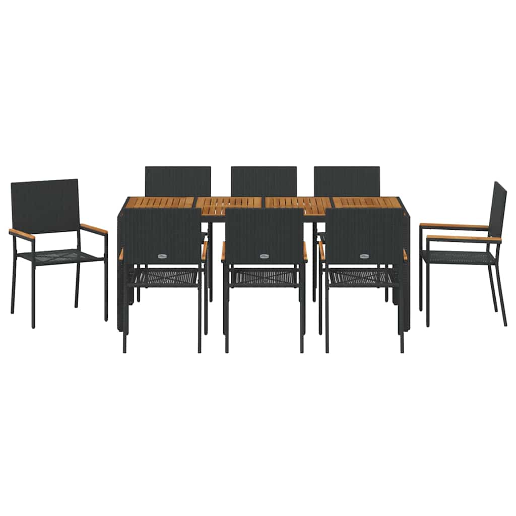 Have Spisebordssæt 9 pcs Sort og Brunt 190 x 90 x 75 cm