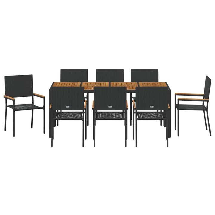 Have Spisebordssæt 9 pcs Sort og Brunt 190 x 90 x 75 cm