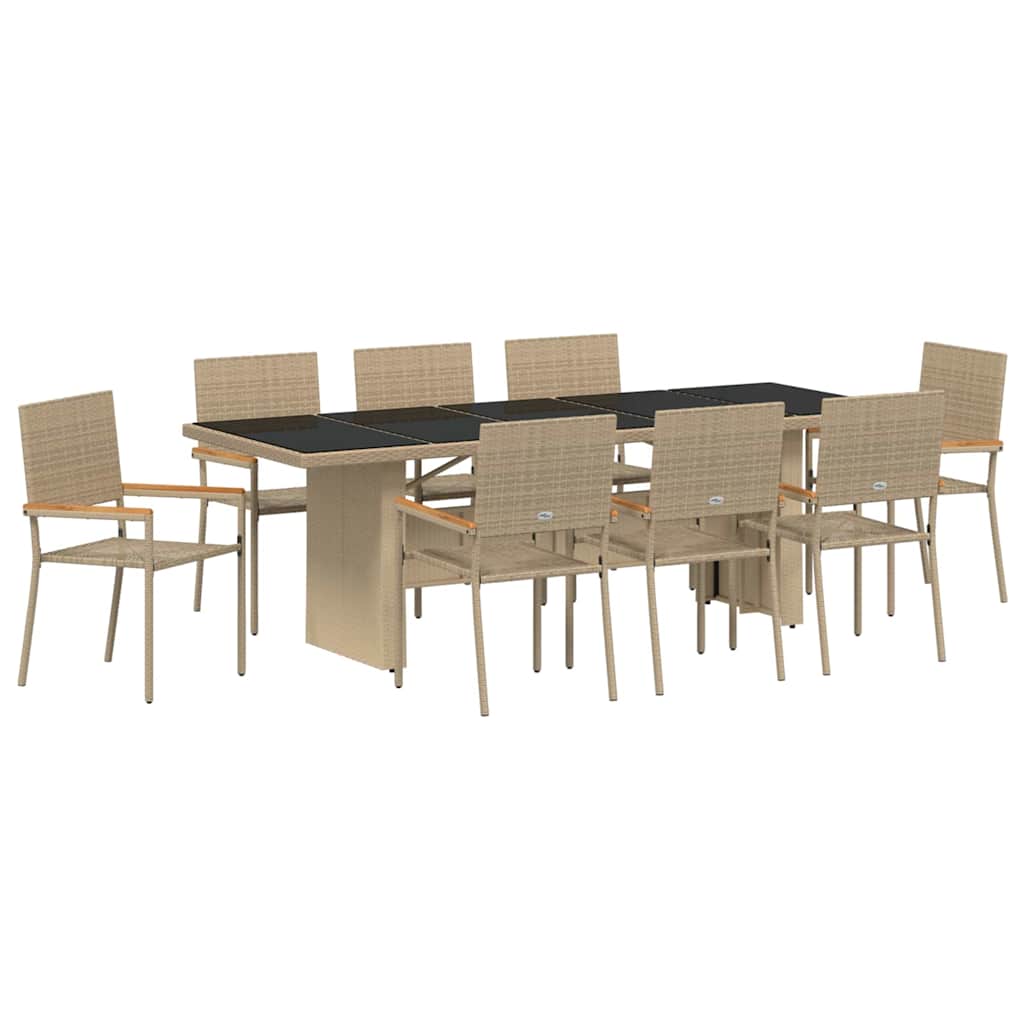 Have Spisebordssæt 9 pcs Beige Poly rattan
