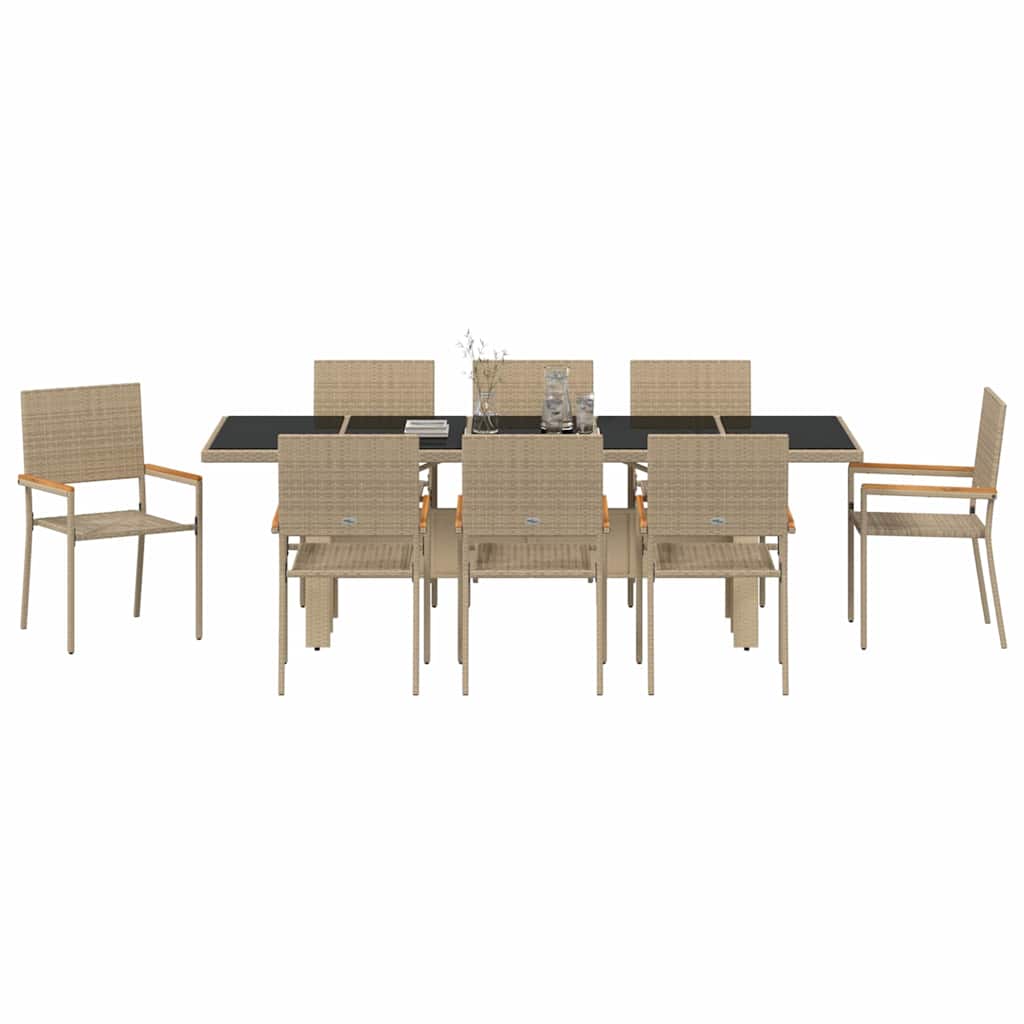 Have Spisebordssæt 9 pcs Beige Poly rattan
