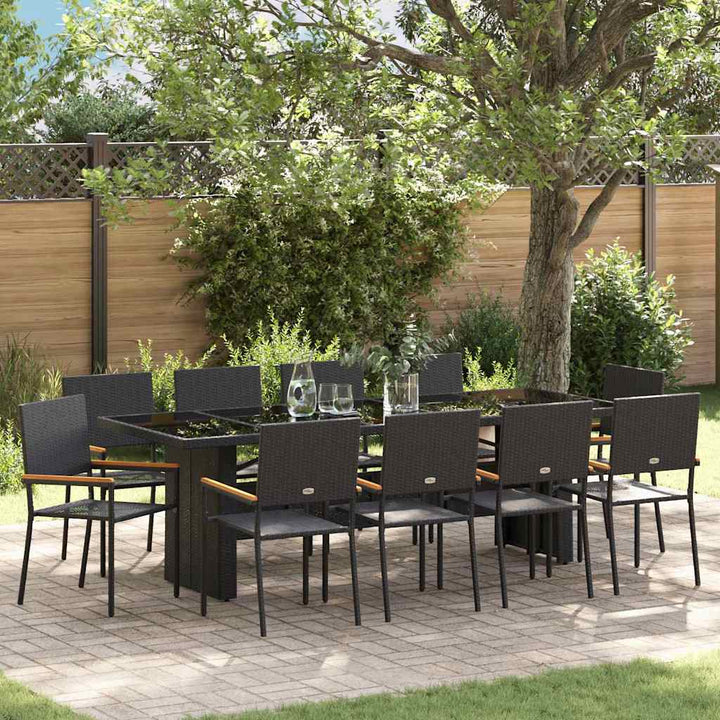 Have Spisebordssæt 11 pcs Sort Poly rattan