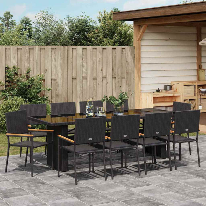 Have Spisebordssæt 11 pcs Sort Poly rattan
