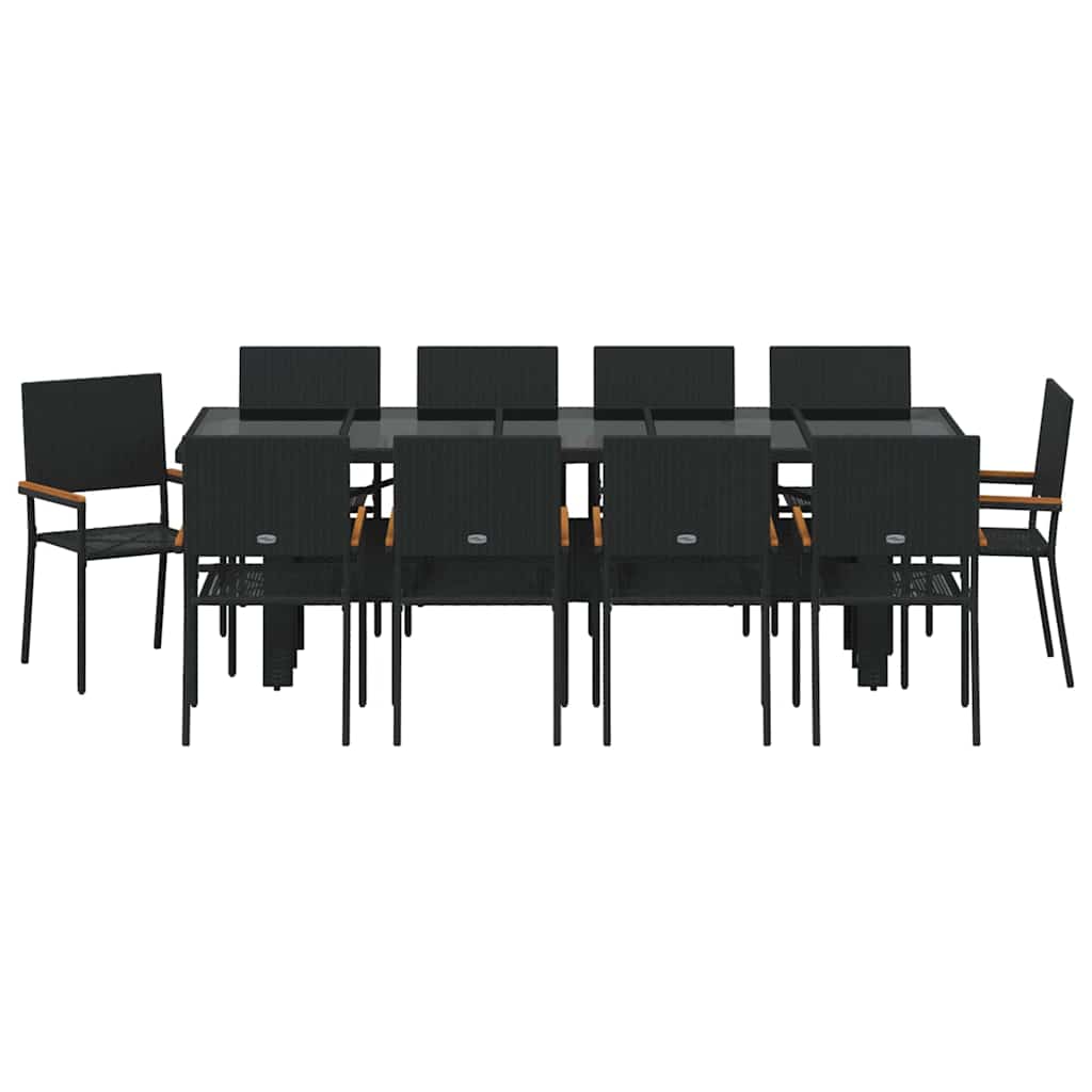 Have Spisebordssæt 11 pcs Sort Poly rattan