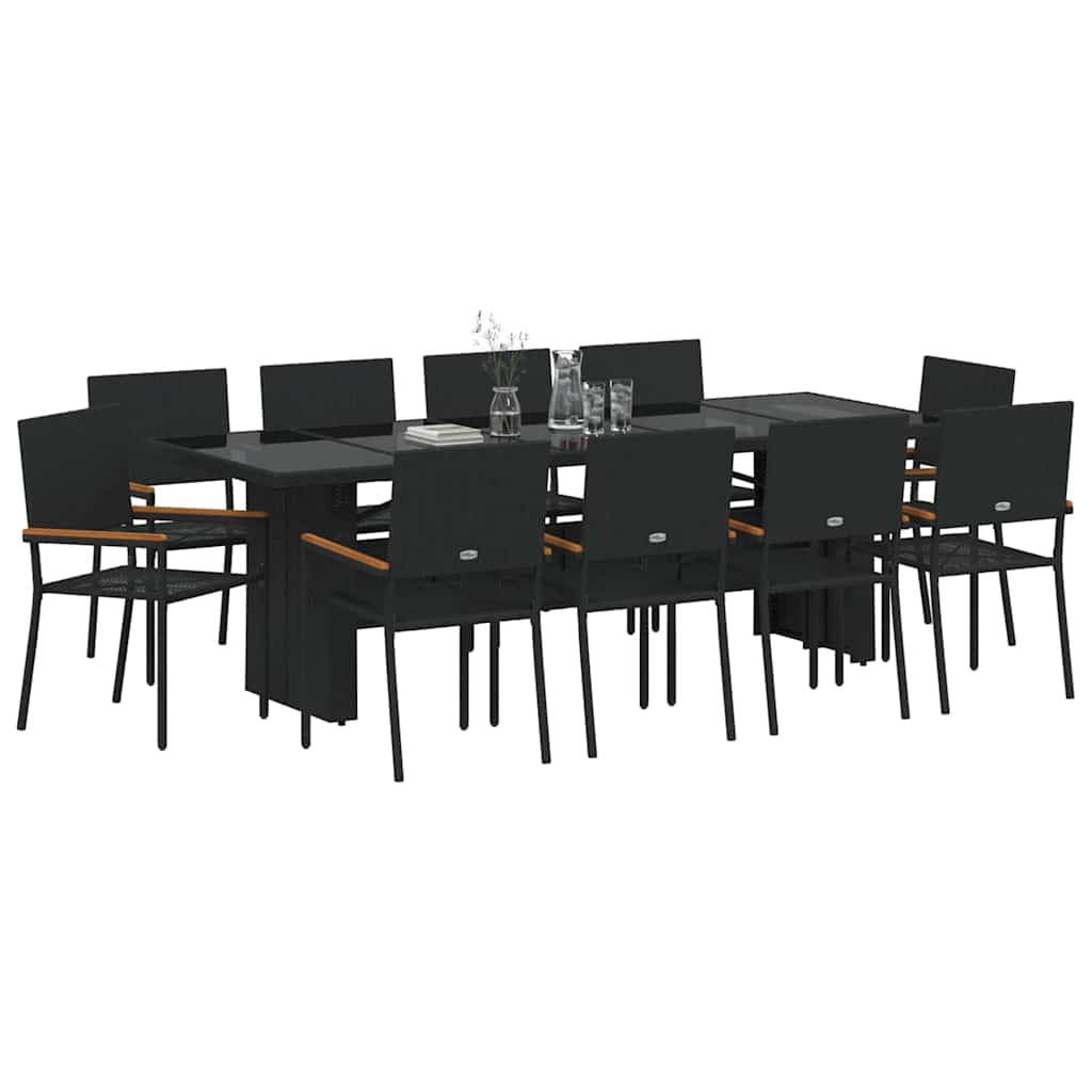 Have Spisebordssæt 11 pcs Sort Poly rattan