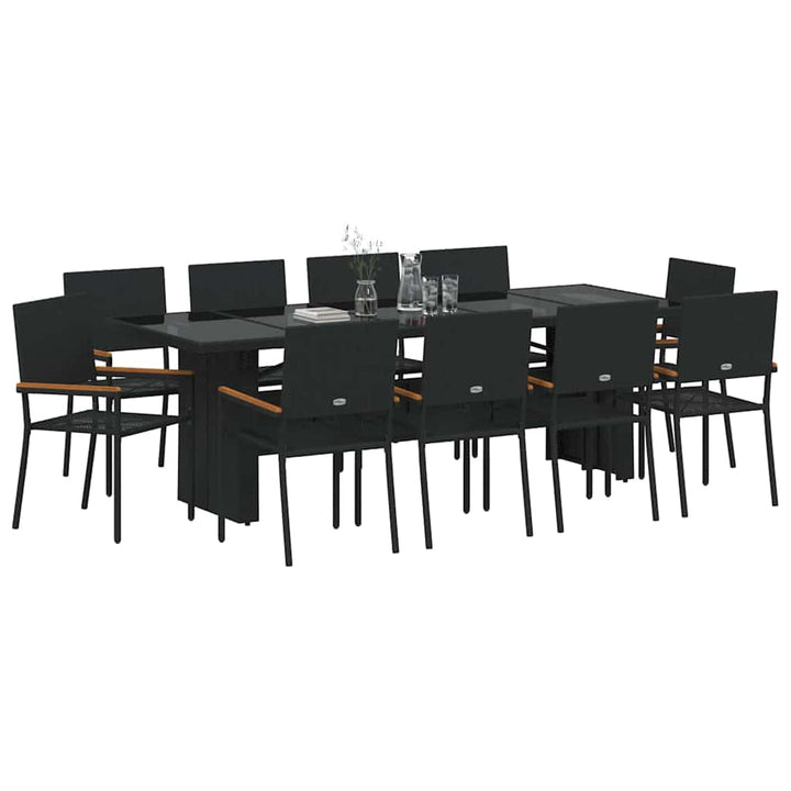 Have Spisebordssæt 11 pcs Sort Poly rattan