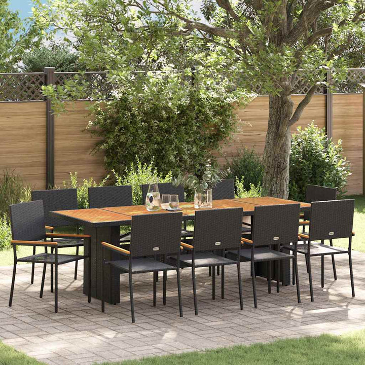 Have Spisebordssæt 11 pcs Sort Poly rattan