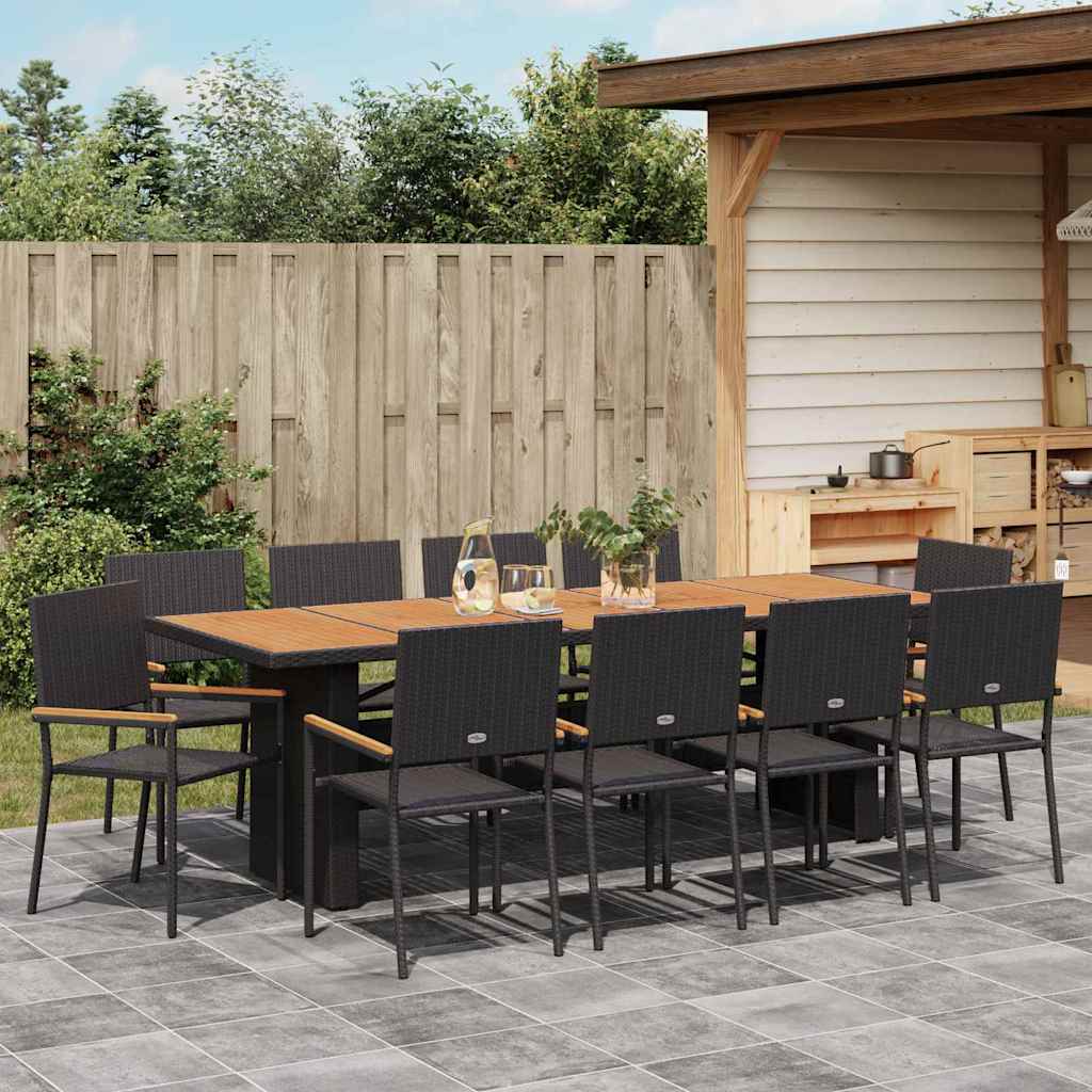 Have Spisebordssæt 11 pcs Sort Poly rattan
