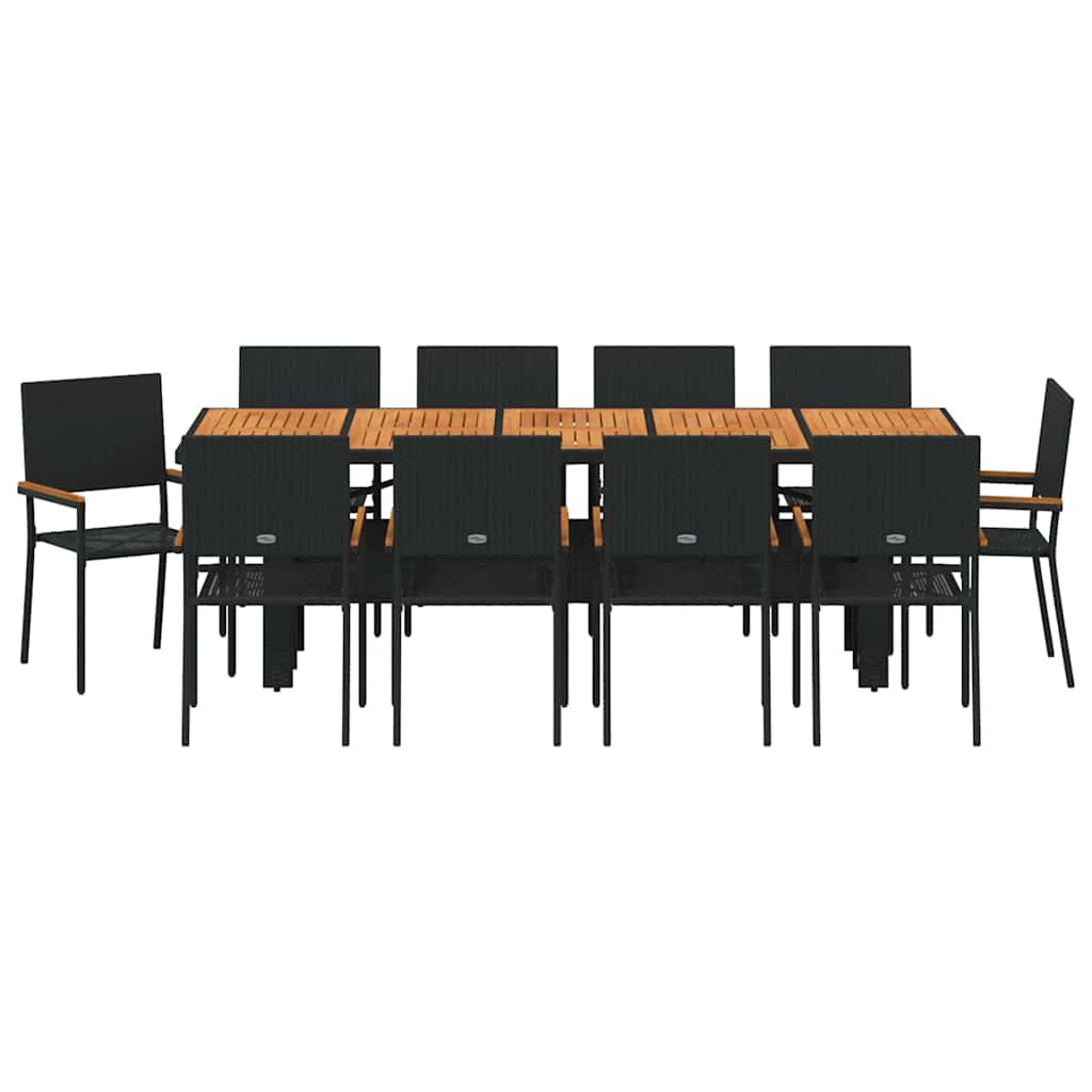 Have Spisebordssæt 11 pcs Sort Poly rattan