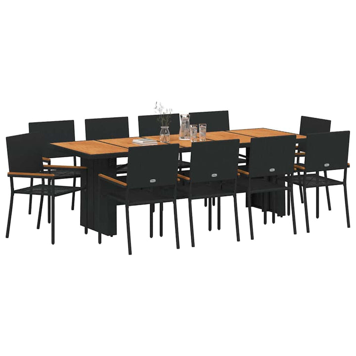 Have Spisebordssæt 11 pcs Sort Poly rattan