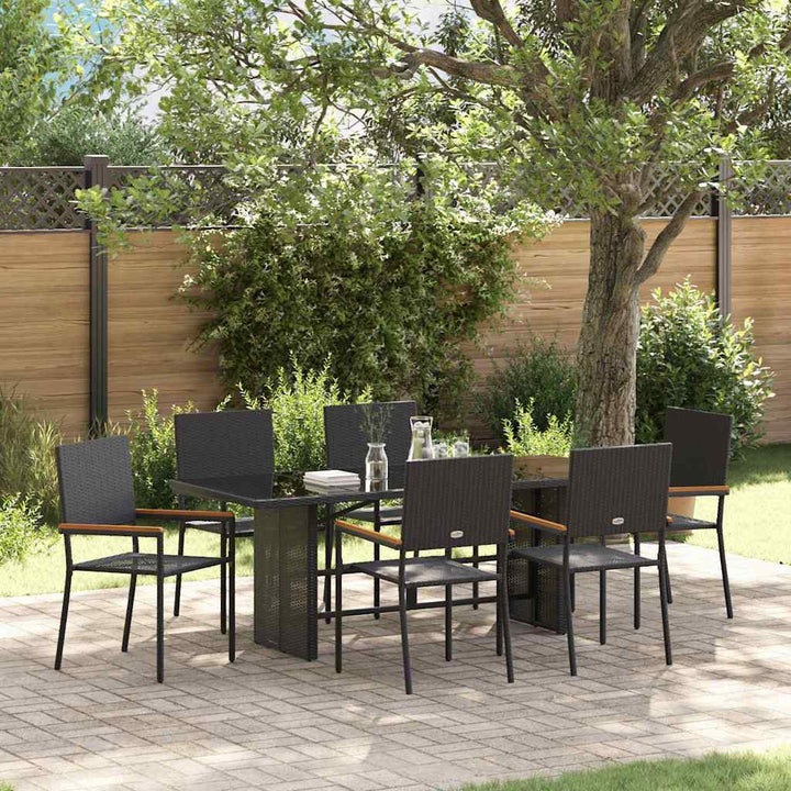 Have Spisebordssæt 7 pcs Sort 190 x 80 x 75 cm polyrattan
