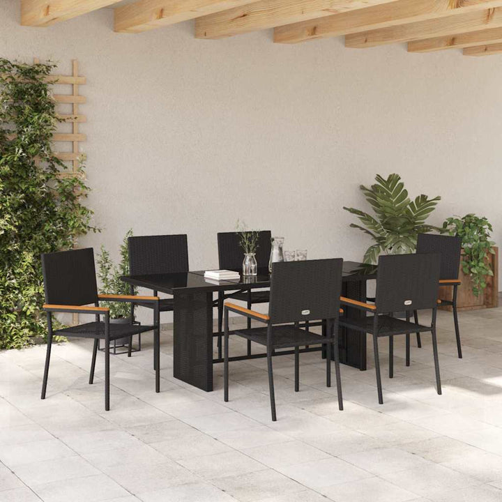 Have Spisebordssæt 7 pcs Sort 190 x 80 x 75 cm polyrattan