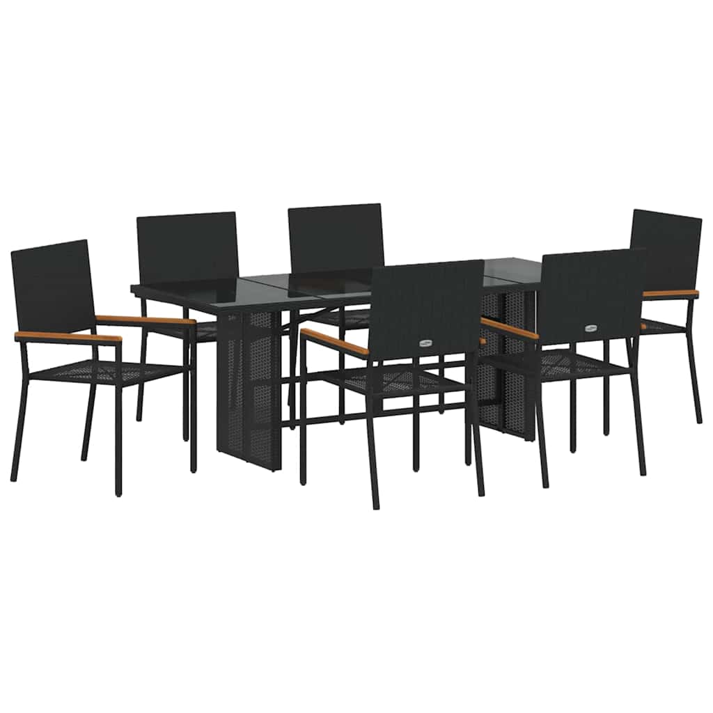 Have Spisebordssæt 7 pcs Sort 190 x 80 x 75 cm polyrattan