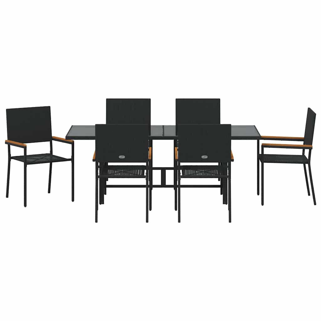 Have Spisebordssæt 7 pcs Sort 190 x 80 x 75 cm polyrattan