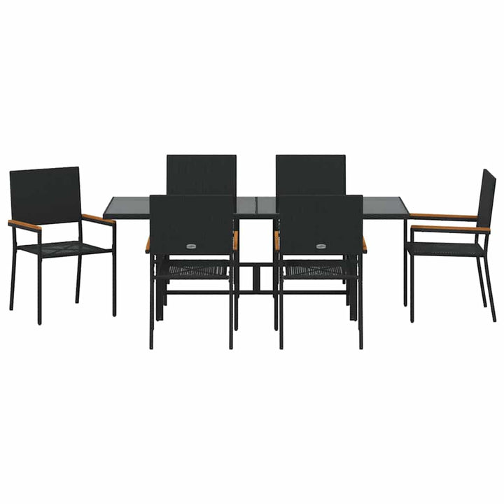 Have Spisebordssæt 7 pcs Sort 190 x 80 x 75 cm polyrattan