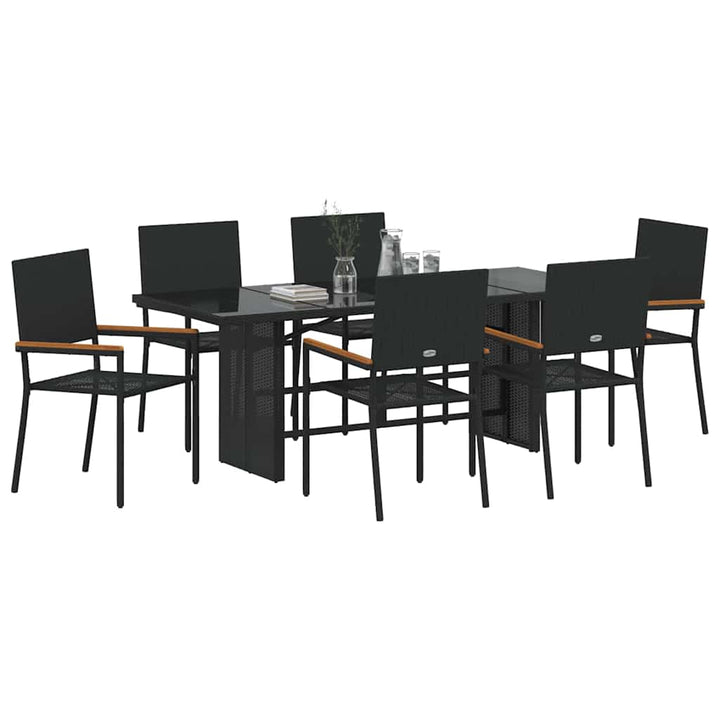 Have Spisebordssæt 7 pcs Sort 190 x 80 x 75 cm polyrattan