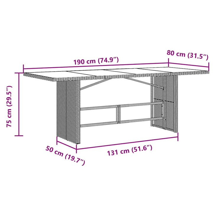 Have Spisebordssæt 7 pcs Sort 190 x 80 x 75 cm polyrattan