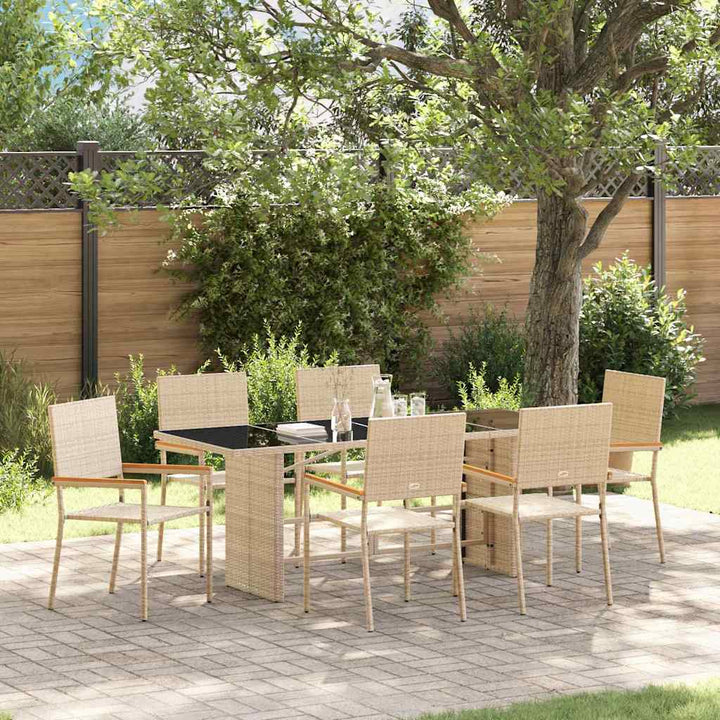Have Spisebordssæt 7 pcs Beige 190 x 80 x 75 cm polyrattan