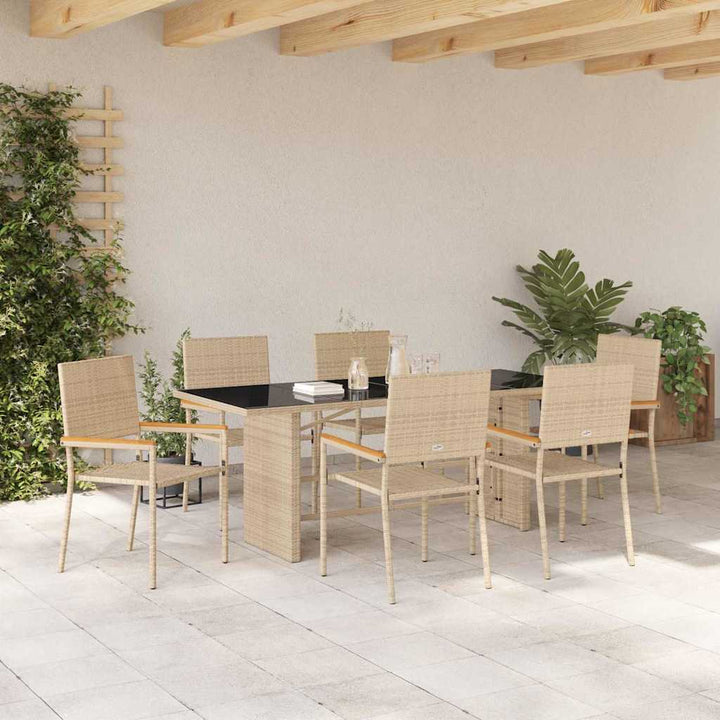 Have Spisebordssæt 7 pcs Beige 190 x 80 x 75 cm polyrattan