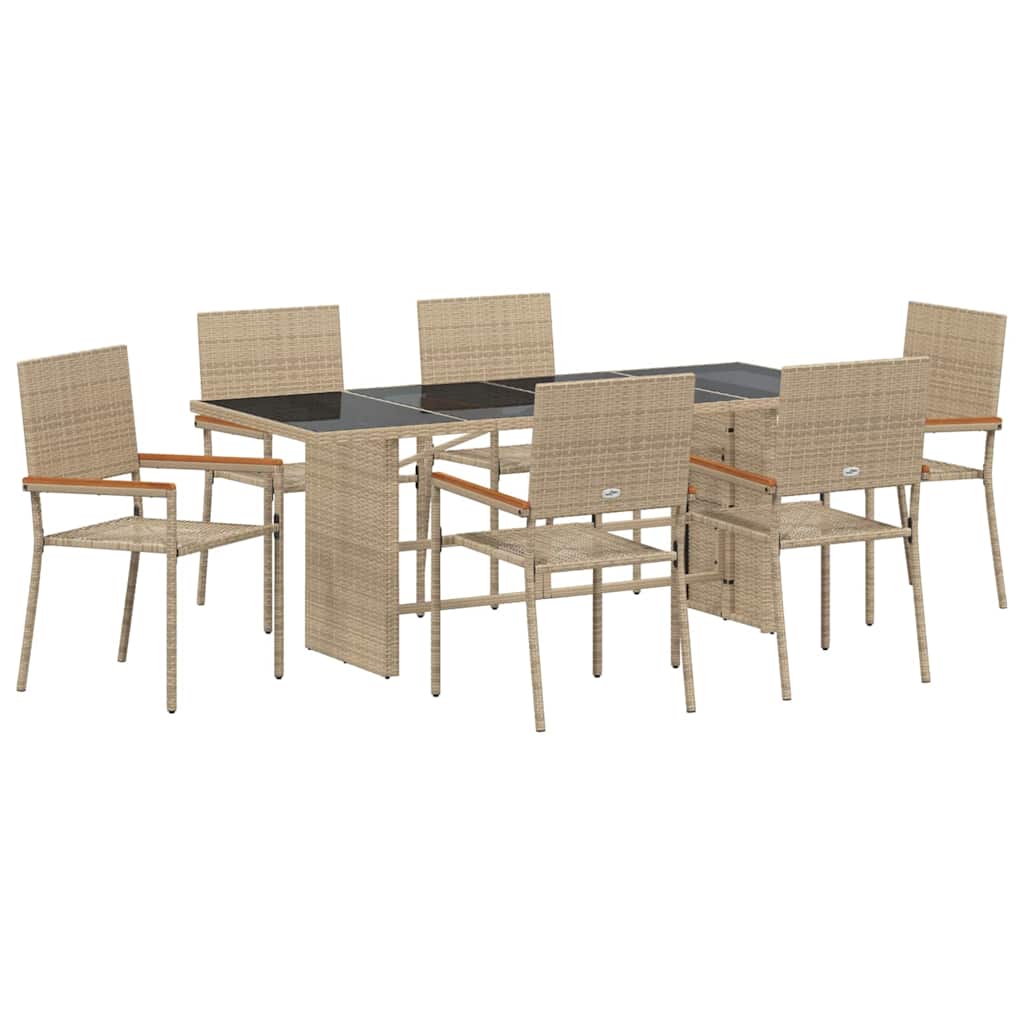 Have Spisebordssæt 7 pcs Beige 190 x 80 x 75 cm polyrattan