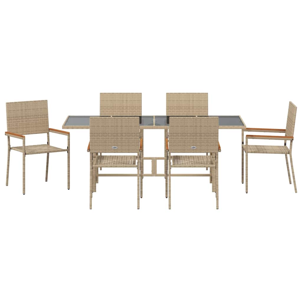 Have Spisebordssæt 7 pcs Beige 190 x 80 x 75 cm polyrattan