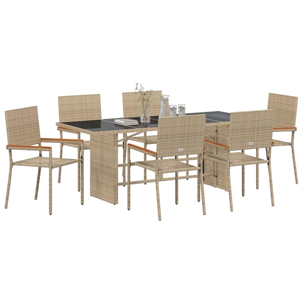Have Spisebordssæt 7 pcs Beige 190 x 80 x 75 cm polyrattan