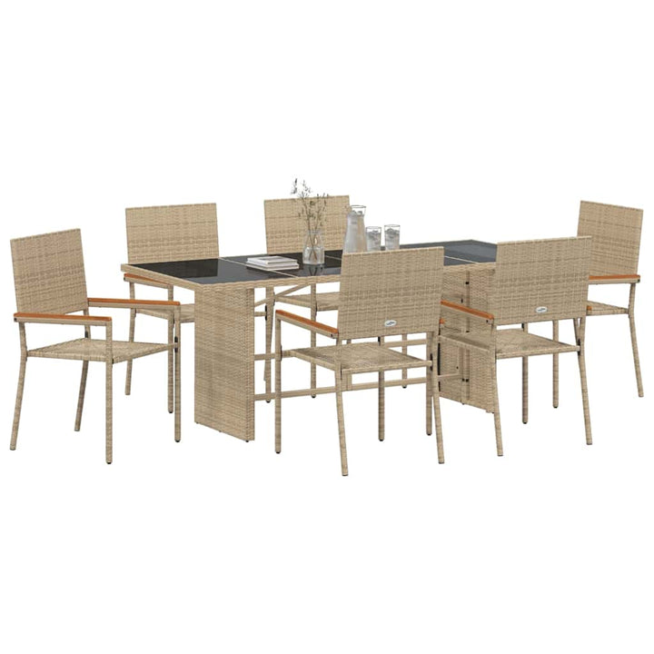 Have Spisebordssæt 7 pcs Beige 190 x 80 x 75 cm polyrattan