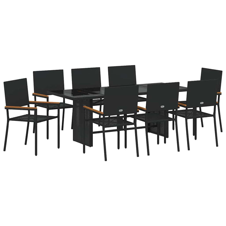 Have Spisebordssæt 9 pcs Sort 190 x 80 x 75 cm polyrattan