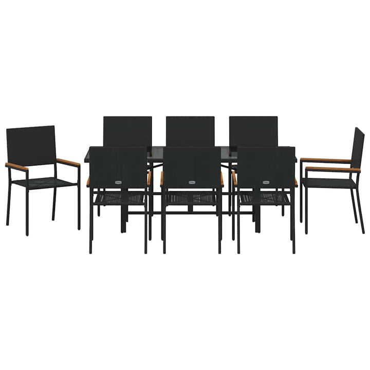 Have Spisebordssæt 9 pcs Sort 190 x 80 x 75 cm polyrattan