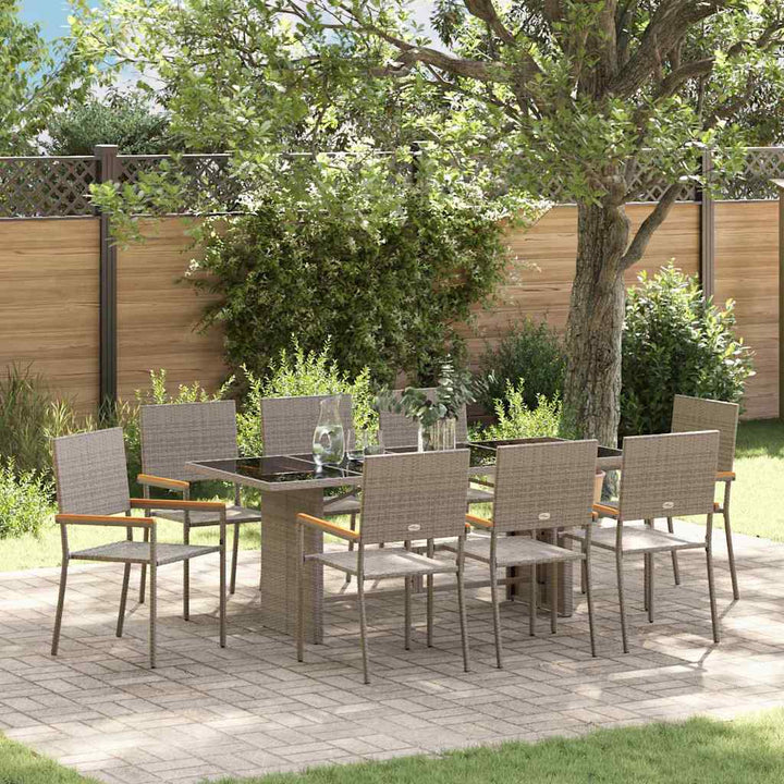 Have Spisebordssæt 9 pcs Grå 190 x 80 x 75 cm polyrattan