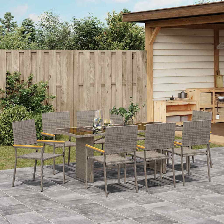 Have Spisebordssæt 9 pcs Grå 190 x 80 x 75 cm polyrattan