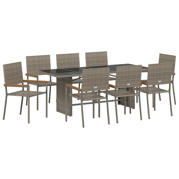 Have Spisebordssæt 9 pcs Grå 190 x 80 x 75 cm polyrattan