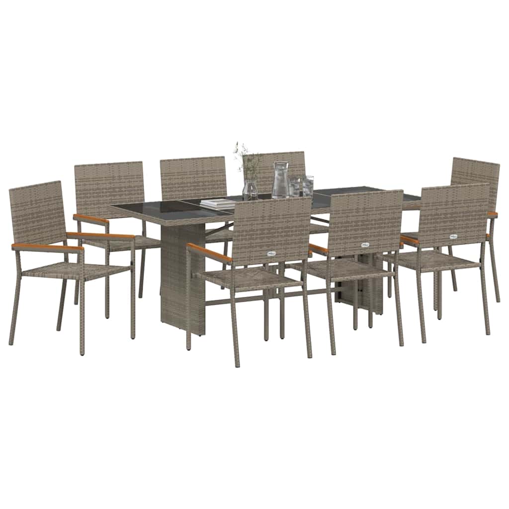 Have Spisebordssæt 9 pcs Grå 190 x 80 x 75 cm polyrattan