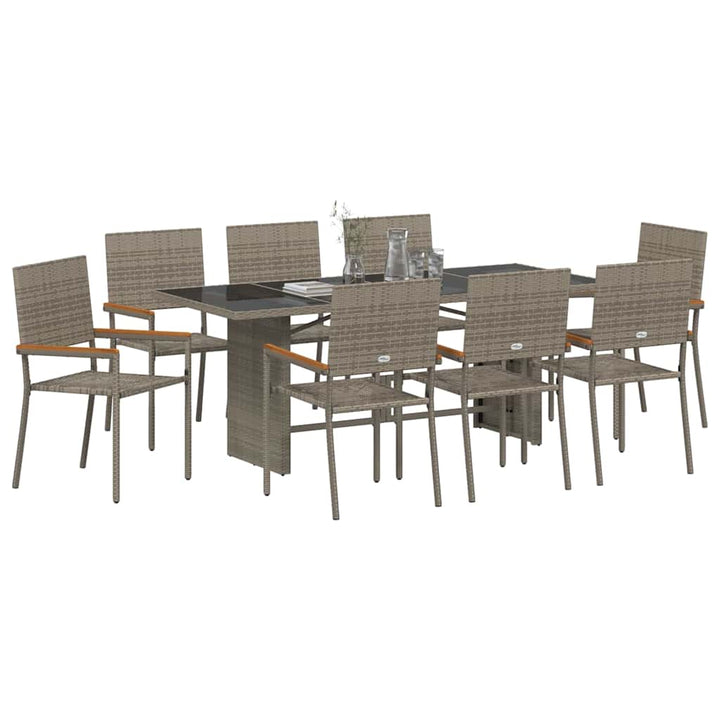 Have Spisebordssæt 9 pcs Grå 190 x 80 x 75 cm polyrattan
