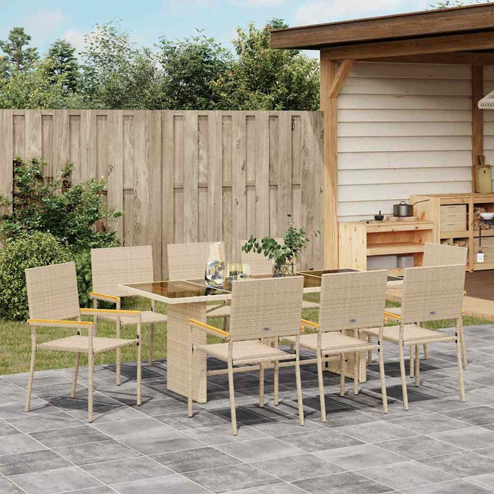 Have Spisebordssæt 9 pcs Beige 190 x 80 x 75 cm polyrattan