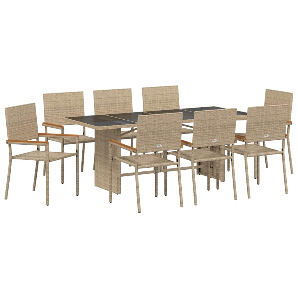 Have Spisebordssæt 9 pcs Beige 190 x 80 x 75 cm polyrattan