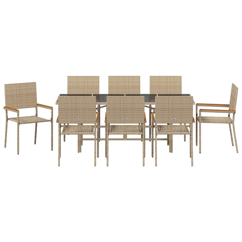 Have Spisebordssæt 9 pcs Beige 190 x 80 x 75 cm polyrattan