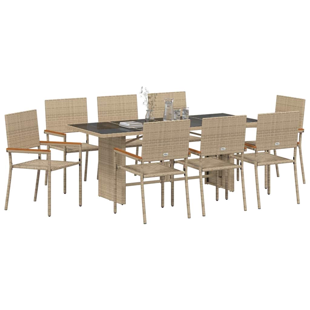 Have Spisebordssæt 9 pcs Beige 190 x 80 x 75 cm polyrattan