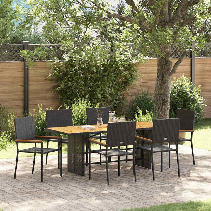 Have Spisebordssæt 7 pcs Sort og Brunt 190 x 80 x 75 cm