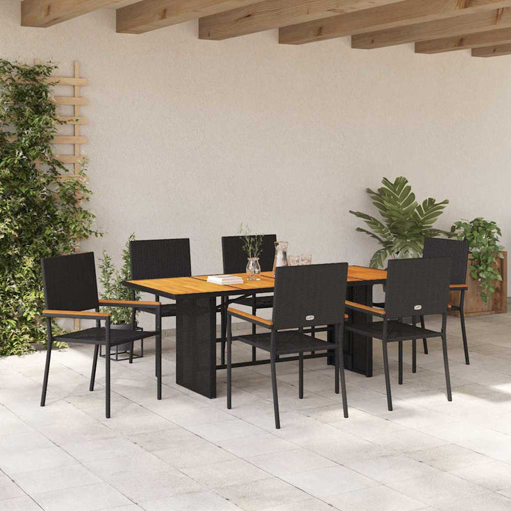 Have Spisebordssæt 7 pcs Sort og Brunt 190 x 80 x 75 cm