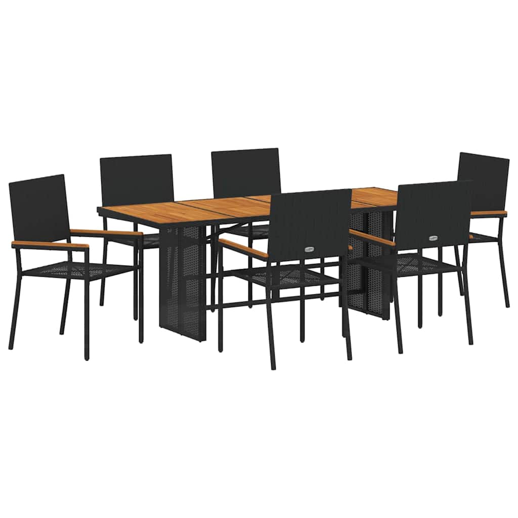 Have Spisebordssæt 7 pcs Sort og Brunt 190 x 80 x 75 cm