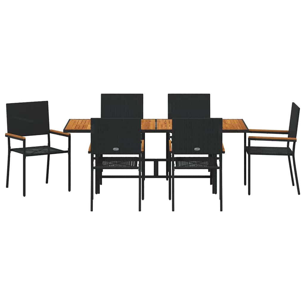 Have Spisebordssæt 7 pcs Sort og Brunt 190 x 80 x 75 cm