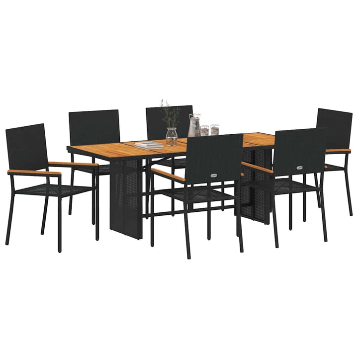 Have Spisebordssæt 7 pcs Sort og Brunt 190 x 80 x 75 cm