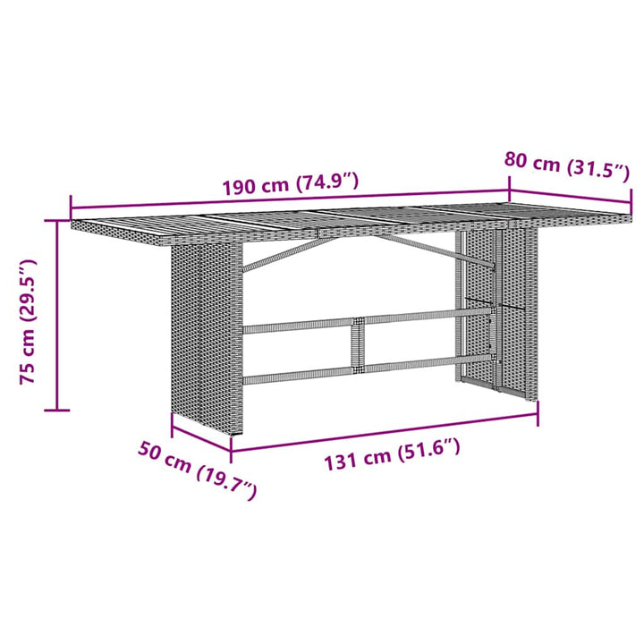 Have Spisebordssæt 7 pcs Grå 190 x 80 x 75 cm polyrattan