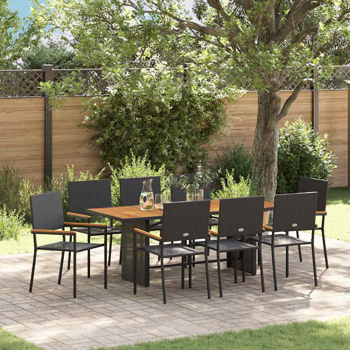 Have Spisebordssæt 9 pcs Sort og Brunt 190 x 80 x 75 cm