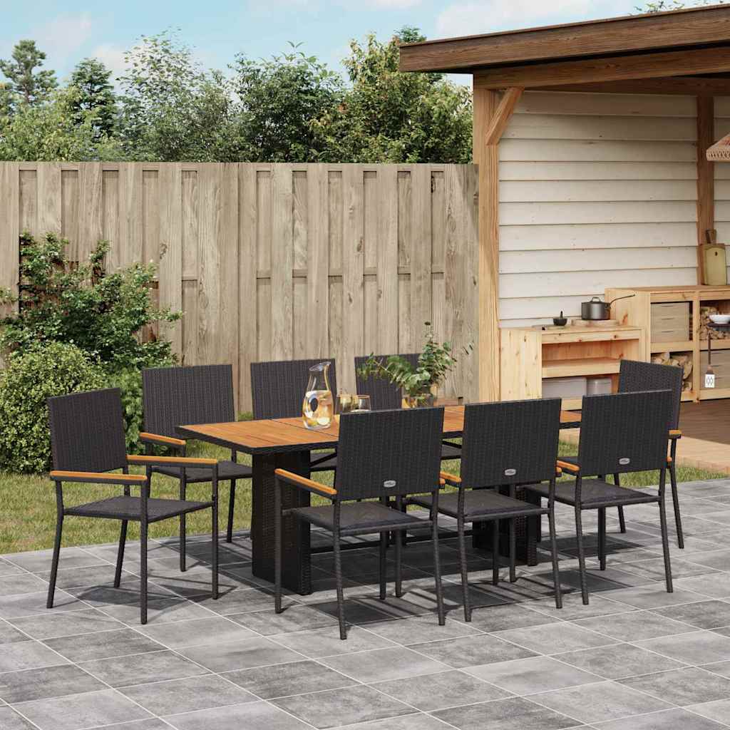 Have Spisebordssæt 9 pcs Sort og Brunt 190 x 80 x 75 cm